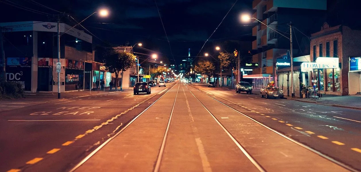 Victoria street during night in Richmond, Australia