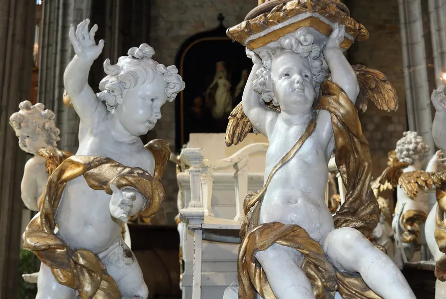 statues in church of Mons, Belgium