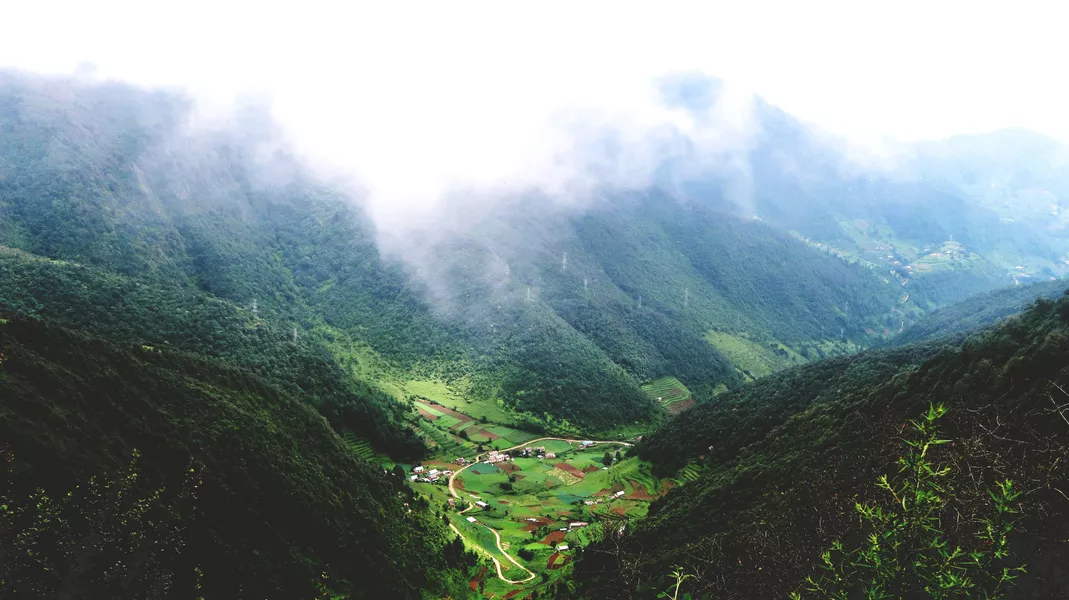 green landscape of Phobjikha Valley, Bhutan