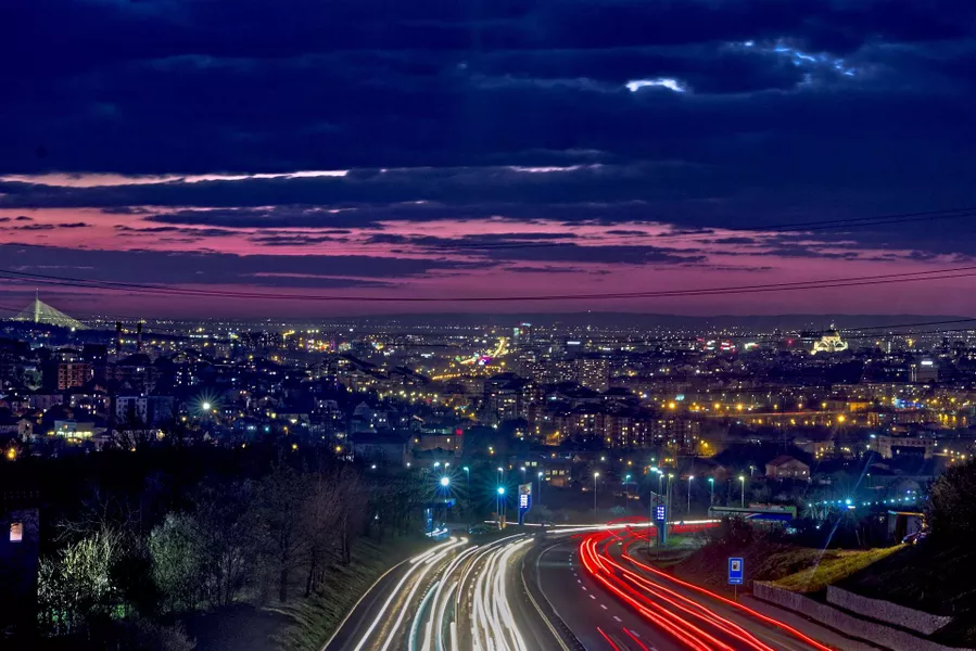 Belgrade city night view in Serbia