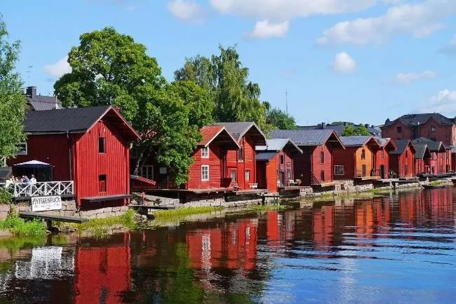The beautiful houses on the riverfront of Porvoo.
