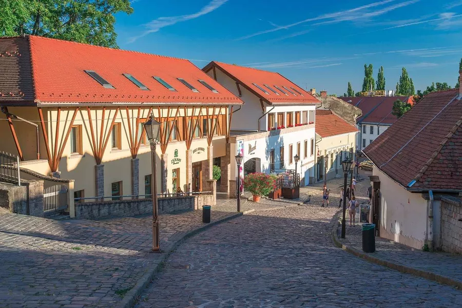 Street view from Castle of Eger in Eger, Hungary 