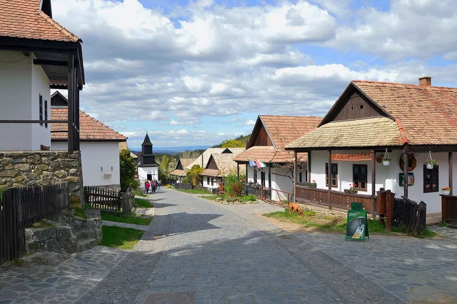 Cozy houses and streets in Holloko, Hungary
